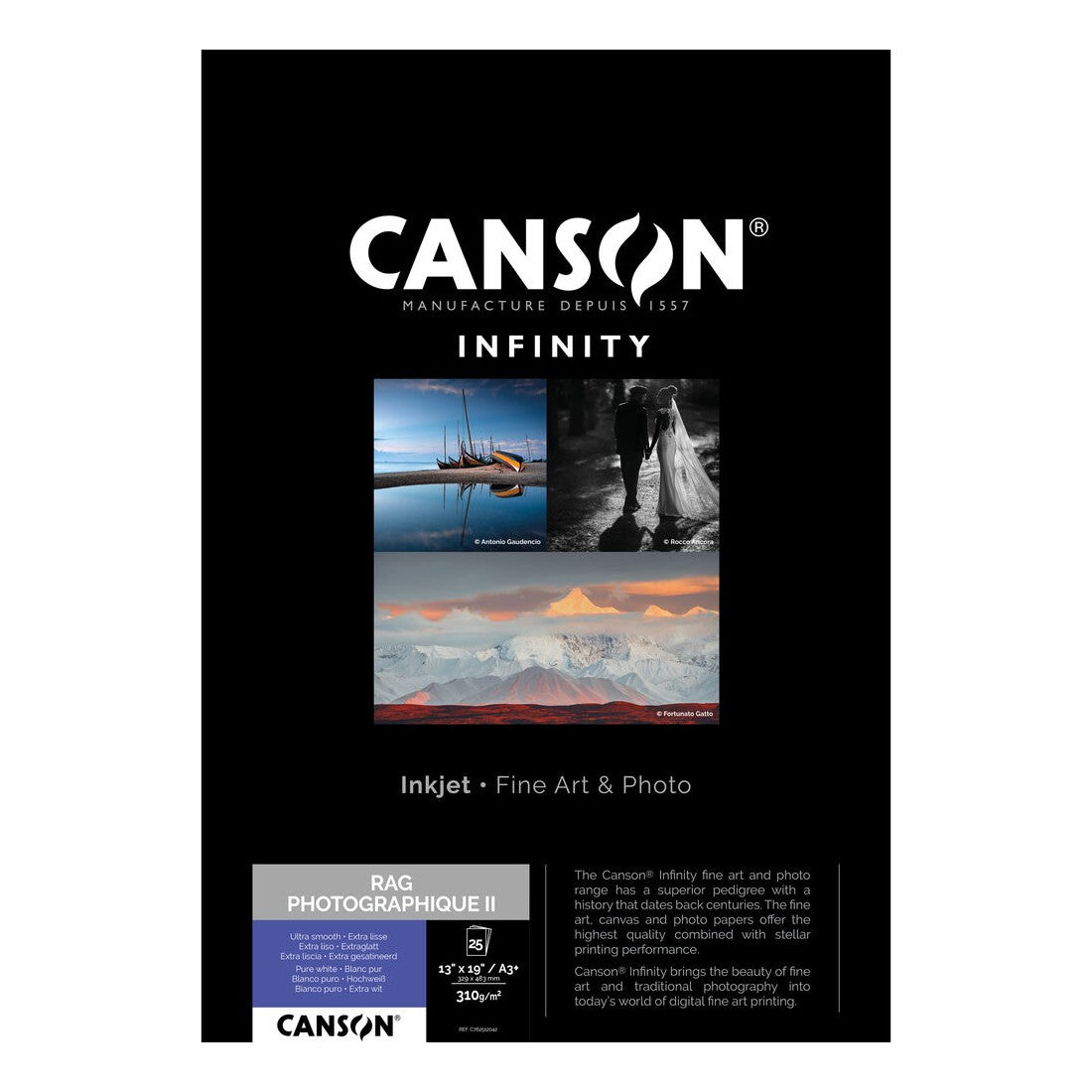 CANSON INFINITY RAG PHOTOGRAPHIQUE II 2 32,9X48,3 310G 25FLS A3+