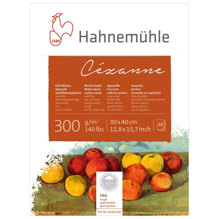BLOCO HAHNEMUHLE CEZANNE ROUGH 30x40 300g/m2 COTTON 10 FLS