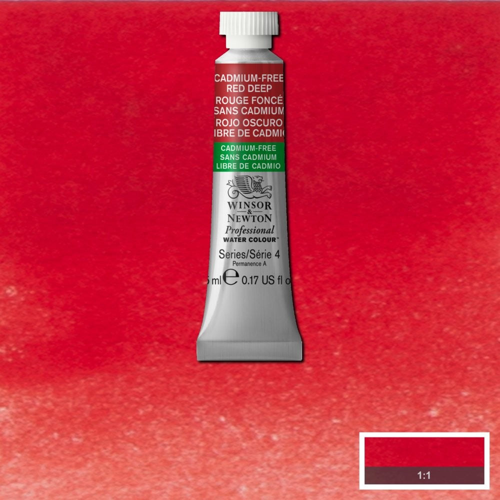AQUARELA WINSOR NEWTON ARTISTS 5ml 895 CAD-FREE RED DEEP S4