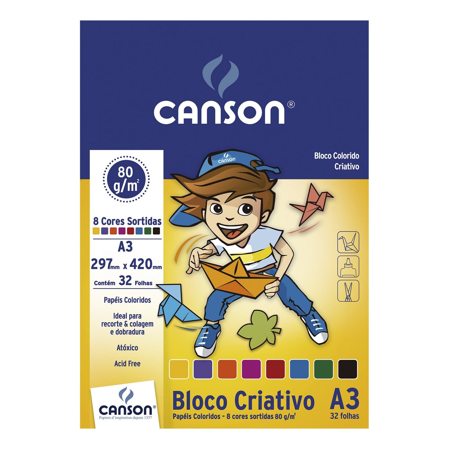 BLOCO CANSON COLORIDO CRIATIVO 080g/m2 A3 32FLS