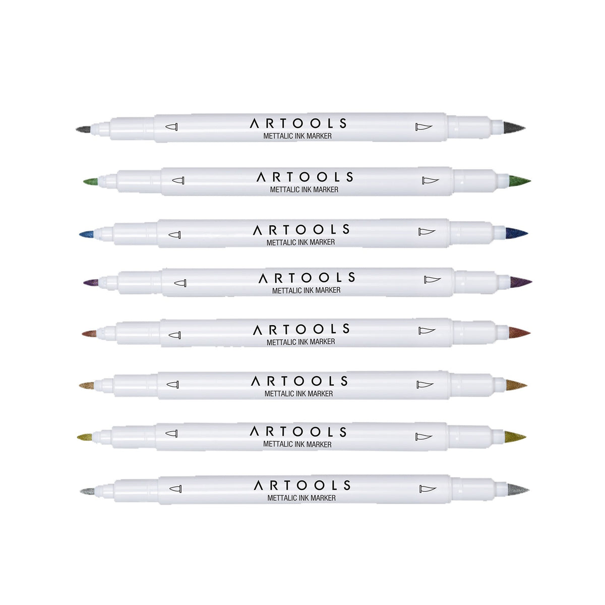 ESTOJO MARCADOR ARTOOLS METALLIC PONTA DUPLA 08 CORES