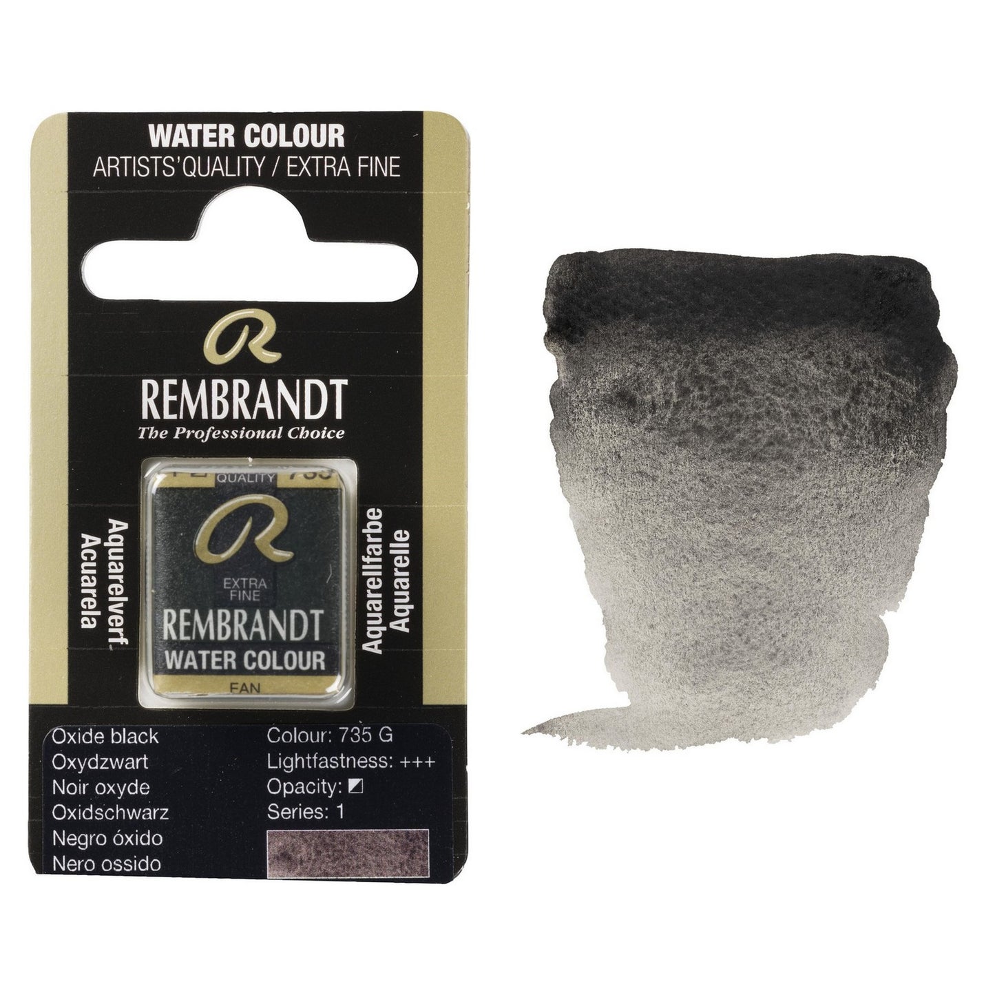 AQUARELA TALENS REMBRANDT HALF PAN 735 OXIDE BLACK GRANUL S1
