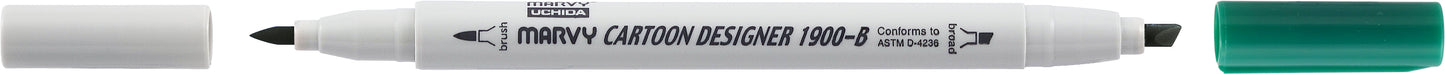 MARCADOR MARVY CARTOON DESIGNER PONTA DUPLA VERDE 4