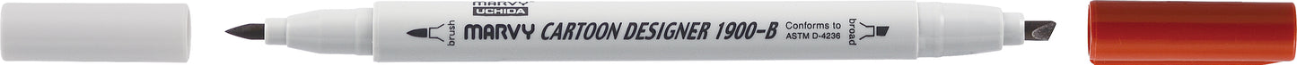 MARCADOR MARVY CARTOON DESIGNER PONTA DUPLA MARROM 6