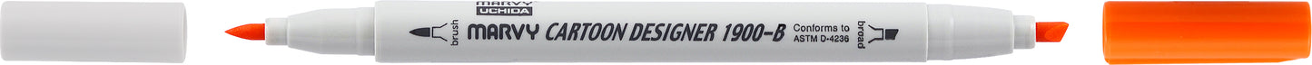 MARCADOR MARVY CARTOON DESIGNER PONTA DUPLA LARANJA 7