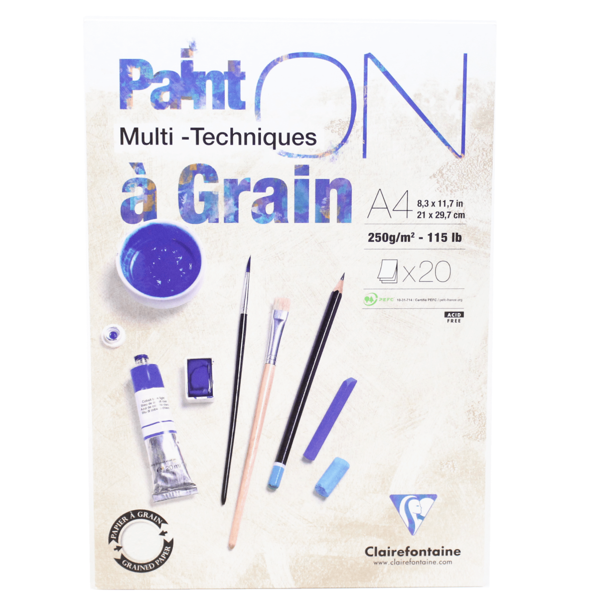 BLOCO CLAIREFONTAINE PAINT ON 250g/m2 A4 20FLS 975049