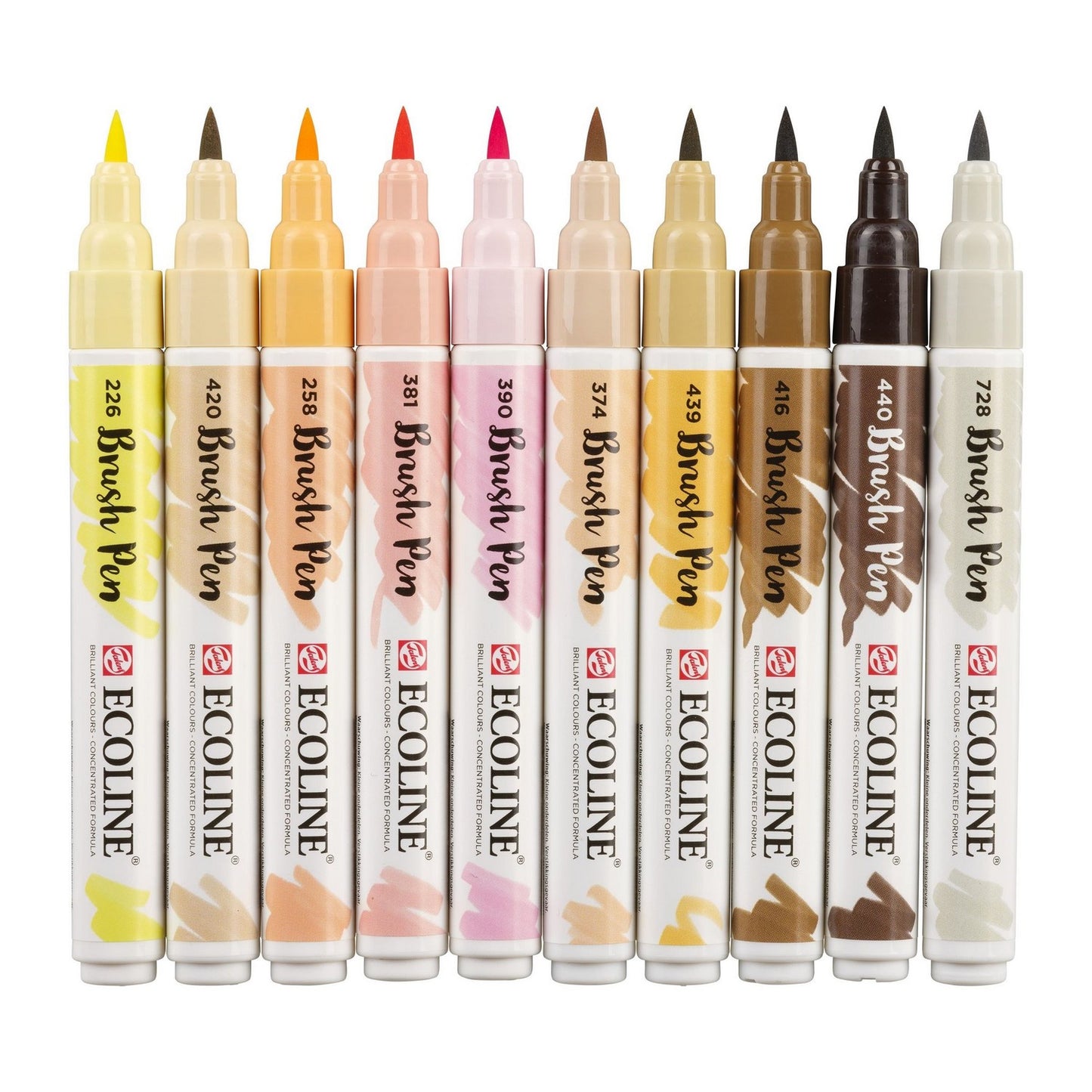 ESTOJO ECOLINE BRUSH PEN C/ 10 CORES TONS DE PELE TALENS