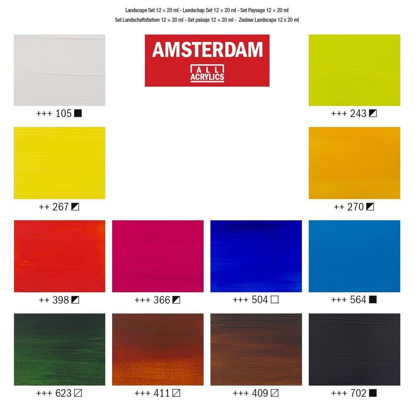 ESTOJO ACRILICA TALENS AMSTERDAM 20ML 12 CORES PAISAGEM