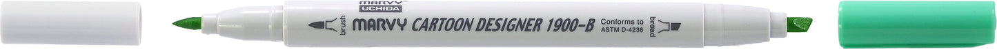 MARCADOR MARVY CARTOON DESIGNER PONTA DUPLA VERDE PALIDO 34