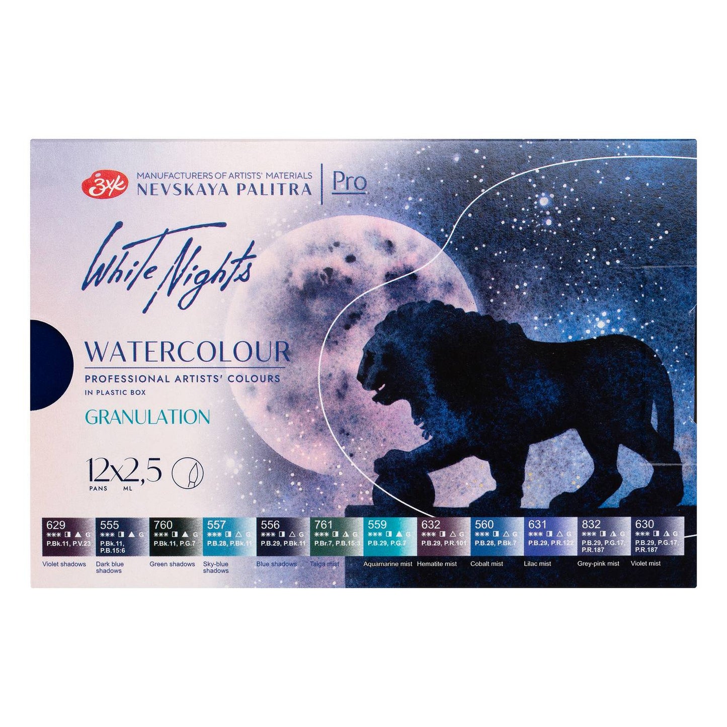 ESTOJO AQUARELA WHITE NIGHTS 12 PANS TONS GRANULADOS - 2005