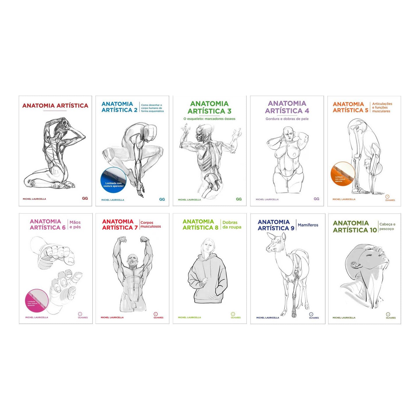 LIVRO "ANATOMIA ARTISTICA KIT 1, 2, 3, 4, 5, 6,7,8,9 e 10" M. LAURICELLA