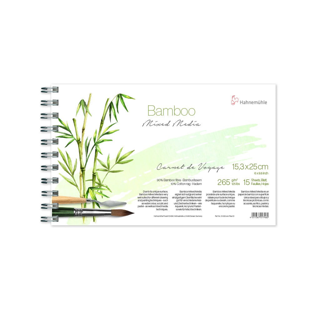 BLOCO HAHNEMUHLE BAMBOO 265g/m2 15x25 VOYAGE 15 FOLHAS
