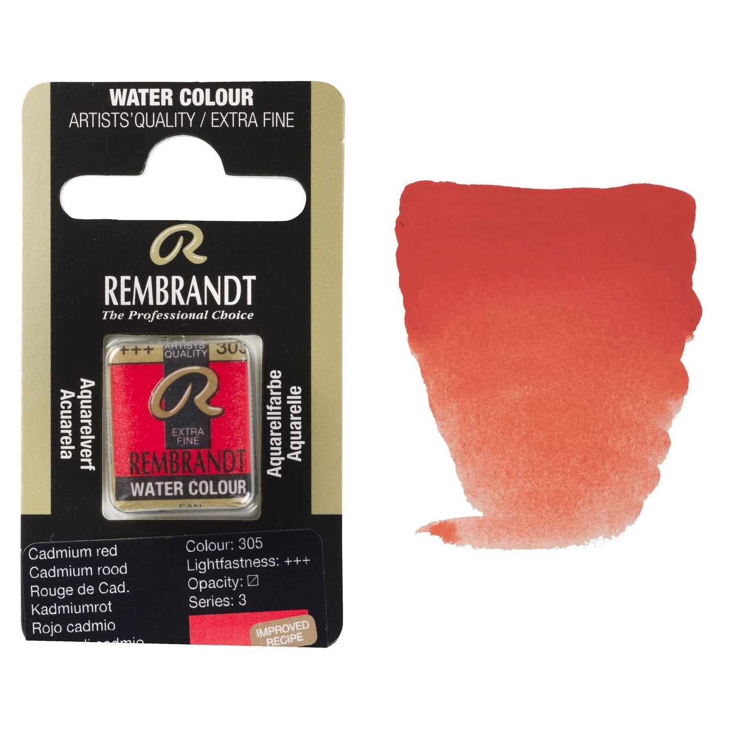 AQUARELA TALENS REMBRANDT HALF PAN 305 CADMIUM RED S3