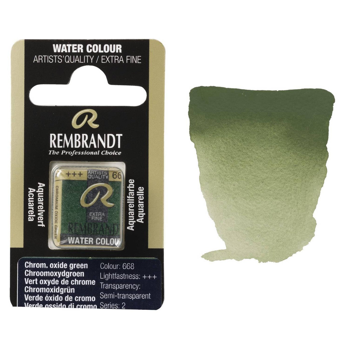 AQUARELA TALENS REMBRANDT HALF PAN 668 CHROMIUM OXIDE GREEN S2