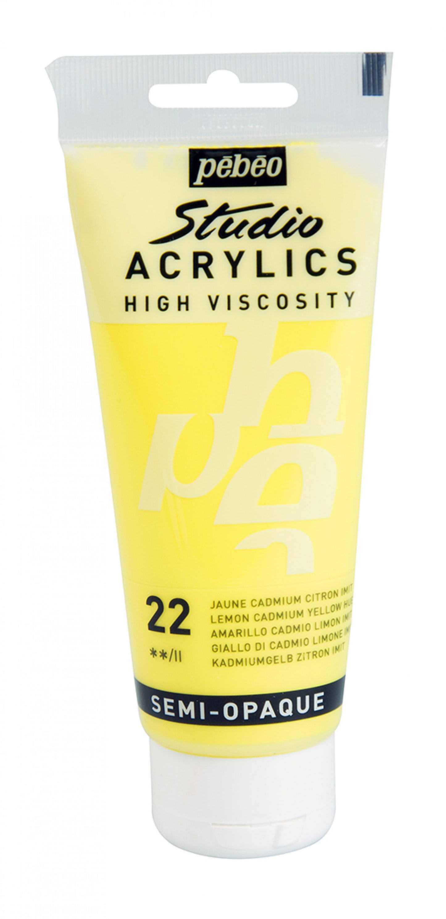 ACRILICA PEBEO STUDIO HV 100ML 22 AMARELO DE CADMIO CITRICO 831022