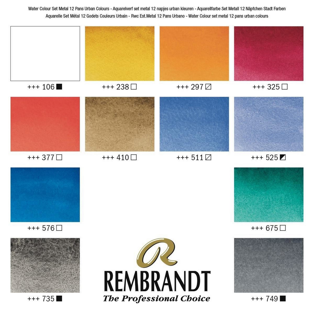 ESTOJO AQUARELA TALENS REMBRANDT 12 HALF CITYSCAPE SELECTION