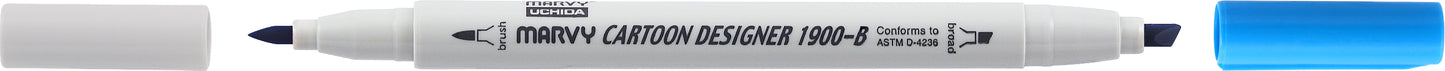 MARCADOR MARVY CARTOON DESIGNER PONTA DUPLA AZUL LIGHT 10