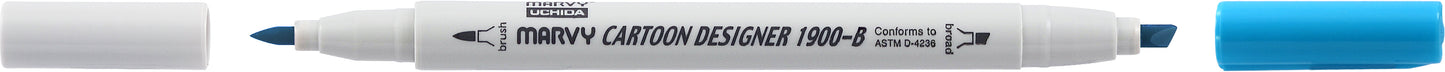 MARCADOR MARVY CARTOON DESIGNER PONTA DUPLA AZUL MANGANES 36