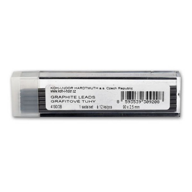 GRAFITE KOH-I-NOOR 2,5MM 3B C/ 12 UNIDADES 90mm