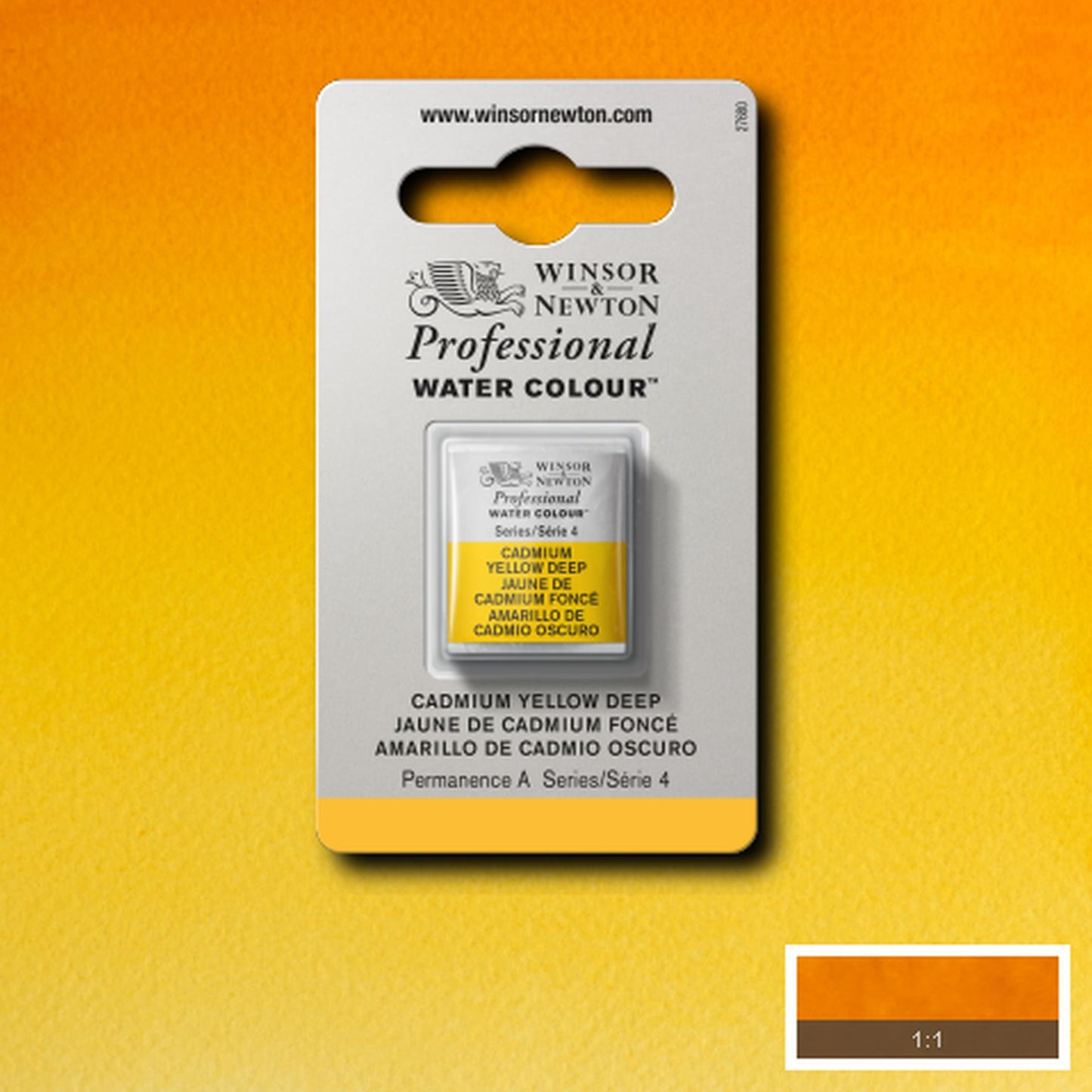 AQUARELA WINSOR NEWTON ARTISTS H PAN 111 CADMIUM YELLOW DEEP S4