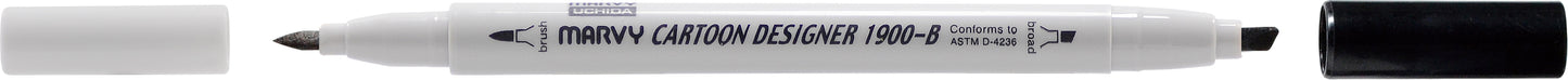 MARCADOR MARVY CARTOON DESIGNER PONTA DUPLA PRETO 1