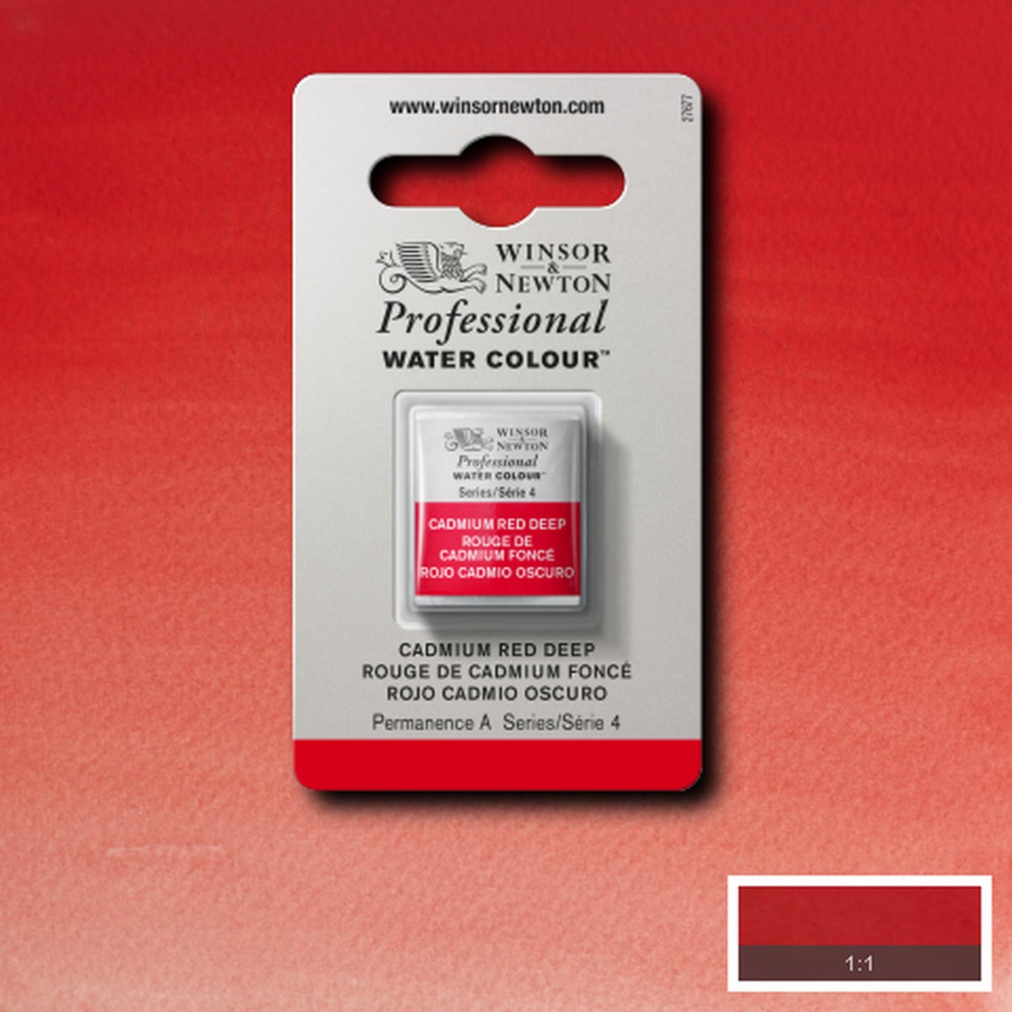 AQUARELA WINSOR NEWTON ARTISTS H PAN 097 CADMIUM RED DEEP S4
