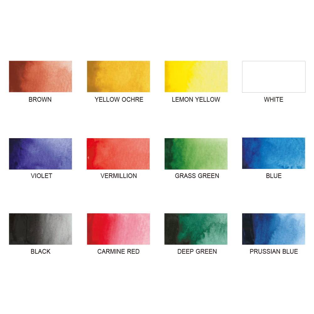 AQUARELA KURETAKE TRANSPARENT PALETTE 12 CORES WSKG301-2