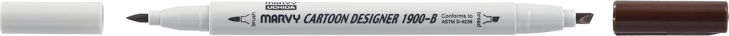 MARCADOR MARVY CARTOON DESIGNER PONTA DUPLA MARROM ESCURO 18