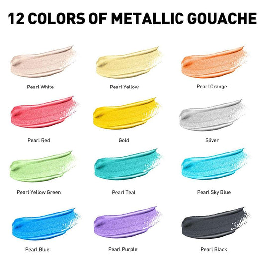 GOUACHE HIMI 12 CORES METALICAS 12ML ESTOJO TST75