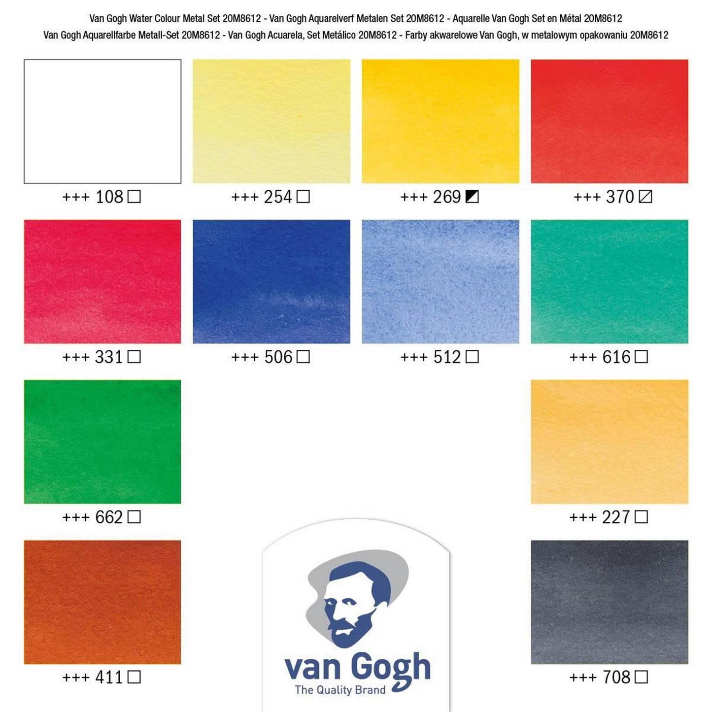 ESTOJO AQUARELA TALENS VAN GOGH 12 HALF PAN METAL BOX + PINC