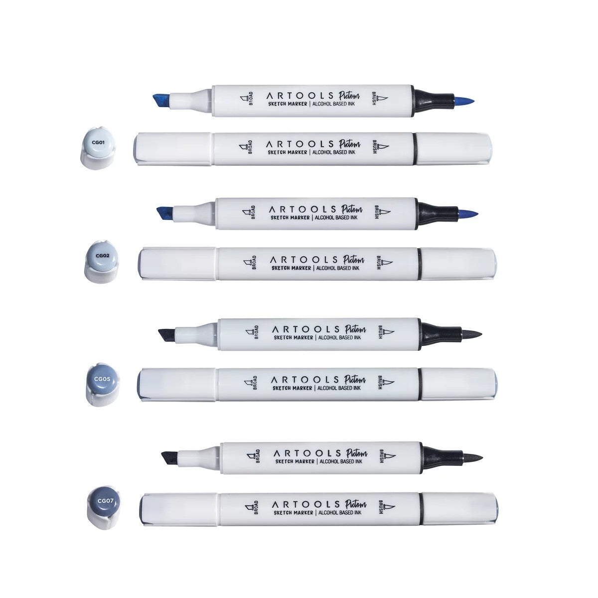 ESTOJO MARCADOR ARTOOLS PICTOM DUPLO C/ 04 CINZAS FRIOS