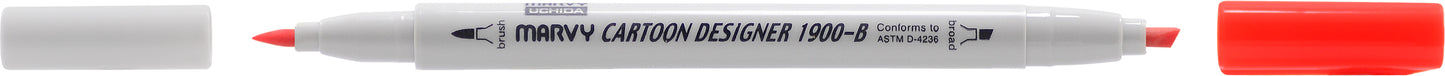 MARCADOR MARVY CARTOON DESIGNER PONTA DUPLA VERMELHO 2