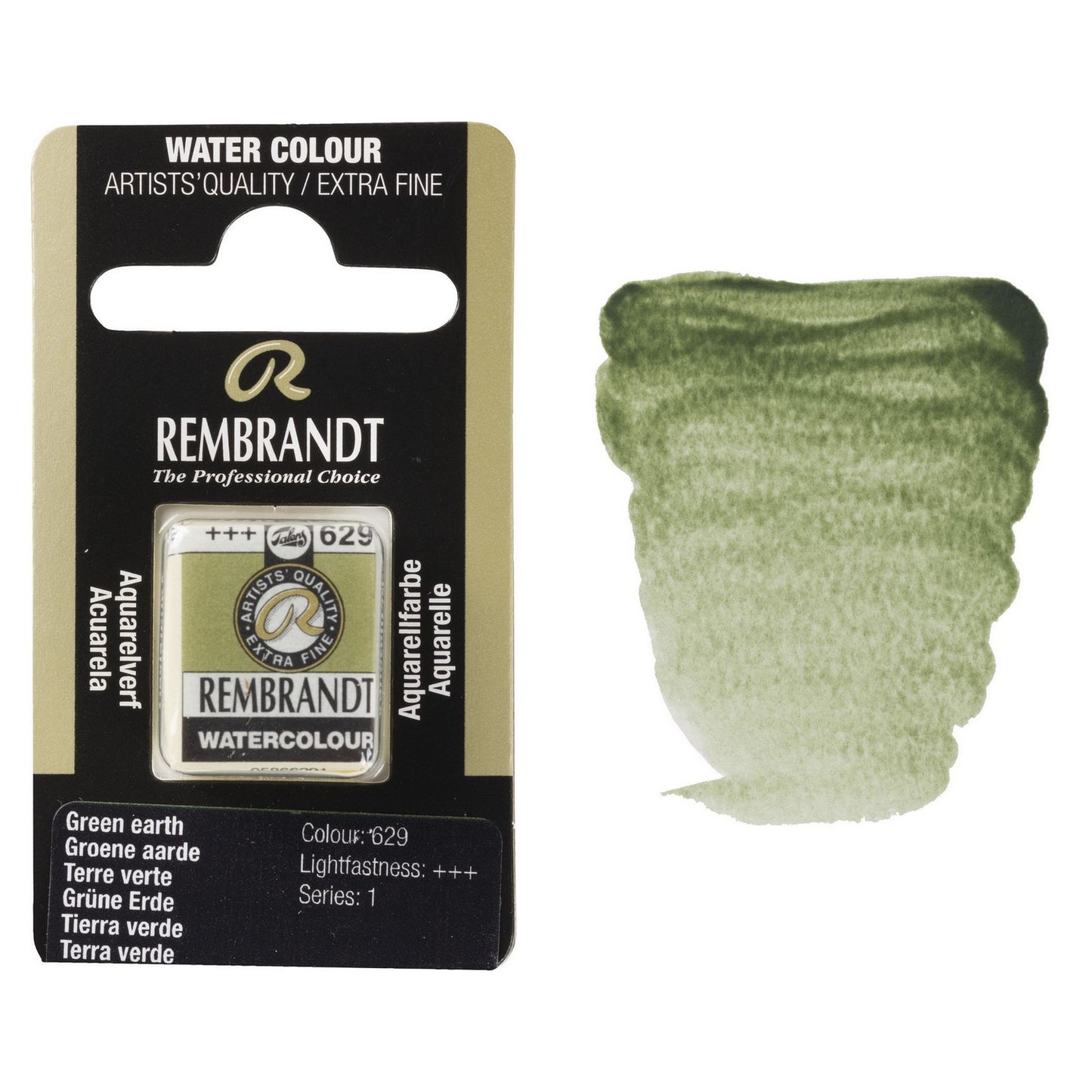 AQUARELA TALENS REMBRANDT HALF PAN 629 GREEN EARTH S1