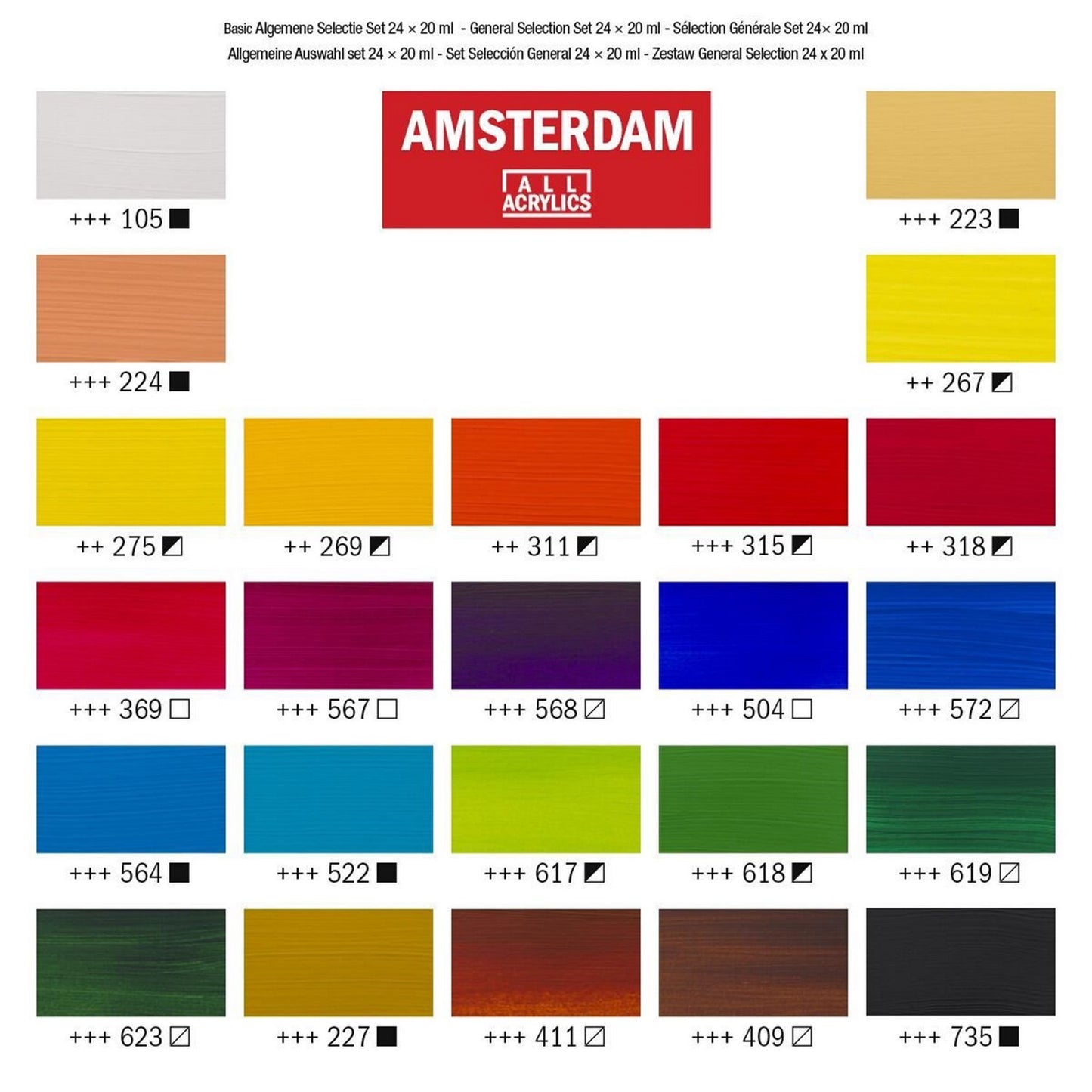 ESTOJO ACRILICA TALENS AMSTERDAM 20ML 24 CORES