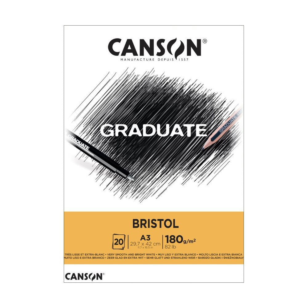 BLOCO CANSON GRADUATE BRISTOL A3 180G/M2 20 FOLHAS