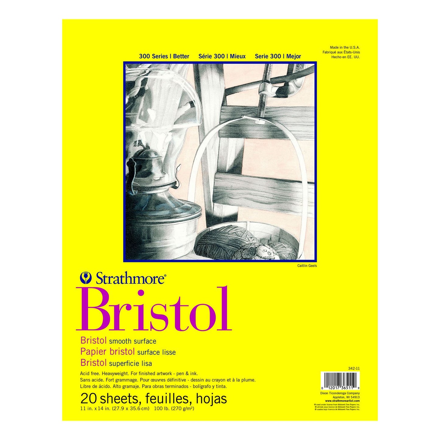 BLOCO STRATHMORE 300 SERIES BRISTOL SMOOTH 27X35 270G/M2 20F