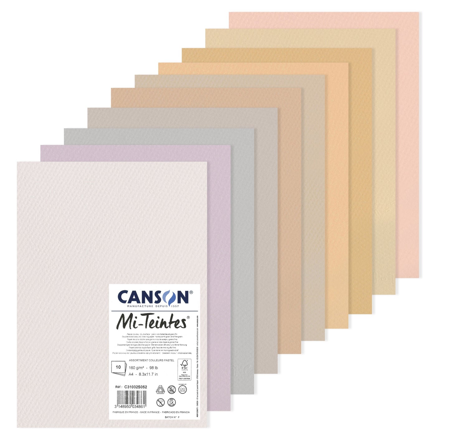 BLISTER PAPEL CANSON MI-TEINTES 160G/M2 A4 TONS PASTEIS C/ 10 FLS