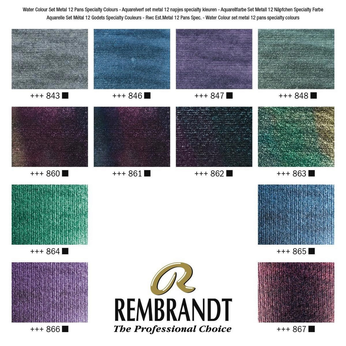 ESTOJO AQUARELA TALENS REMBRANDT 12 HALF SPECIAL EFFECTS + BRUSH