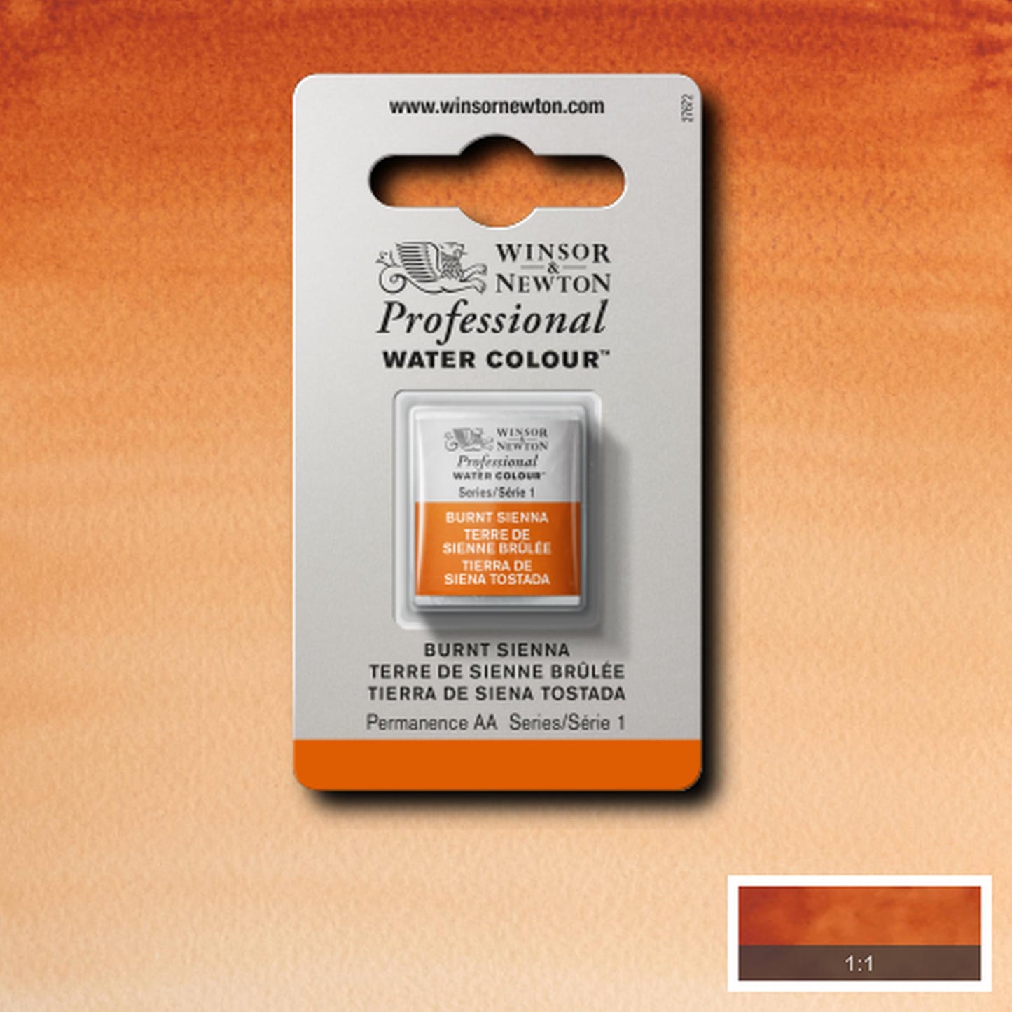 AQUARELA WINSOR NEWTON ARTISTS H PAN 074 BURNT SIENNA S1
