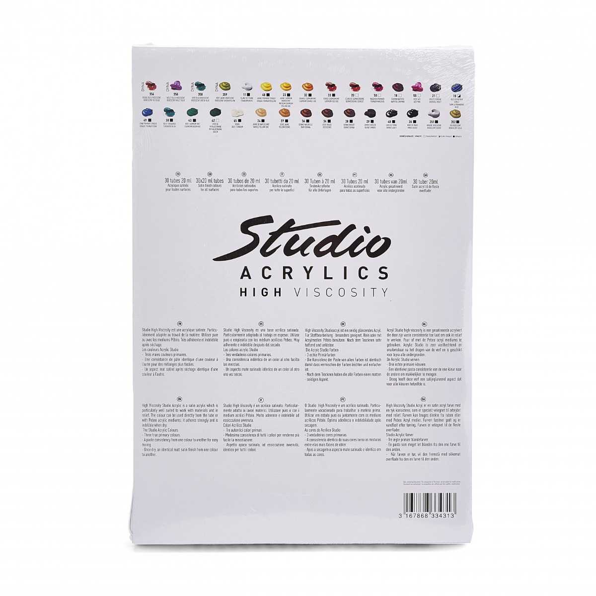 ESTOJO ACRILICA PEBEO HV STUDIO 30 TUBOS 20ML + 01 PINCEL