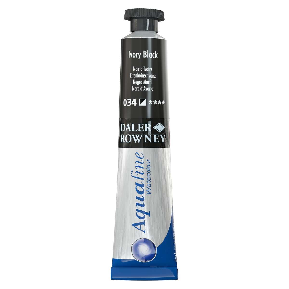 AQUARELA DALER ROWNEY AQUAFINE 8ML 034 PRETO MARFIM