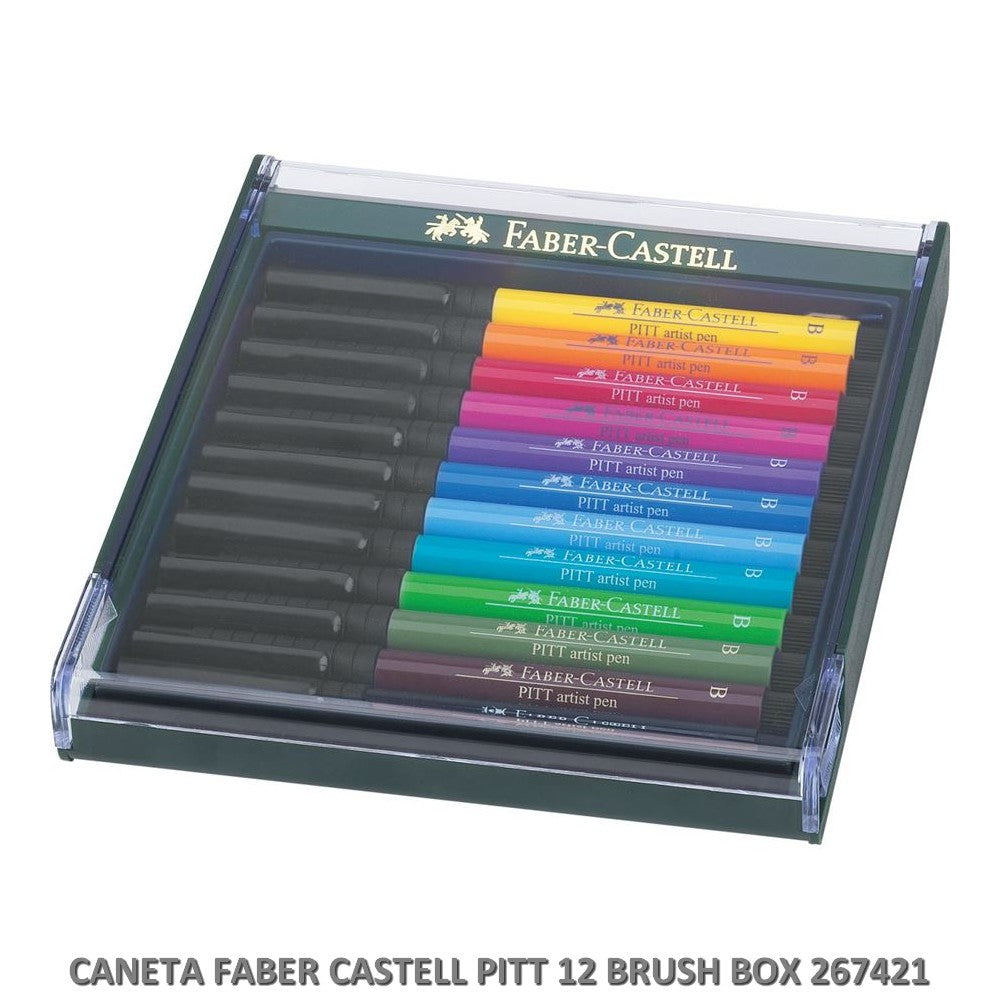 CANETA FABER CASTELL PITT 12 BRUSH BASICOS 267421