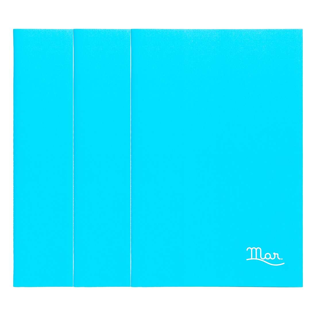 KIT 03 JOURNALS MAR AZUL CLARO A5 S/ PAUTA 60FLS CADA