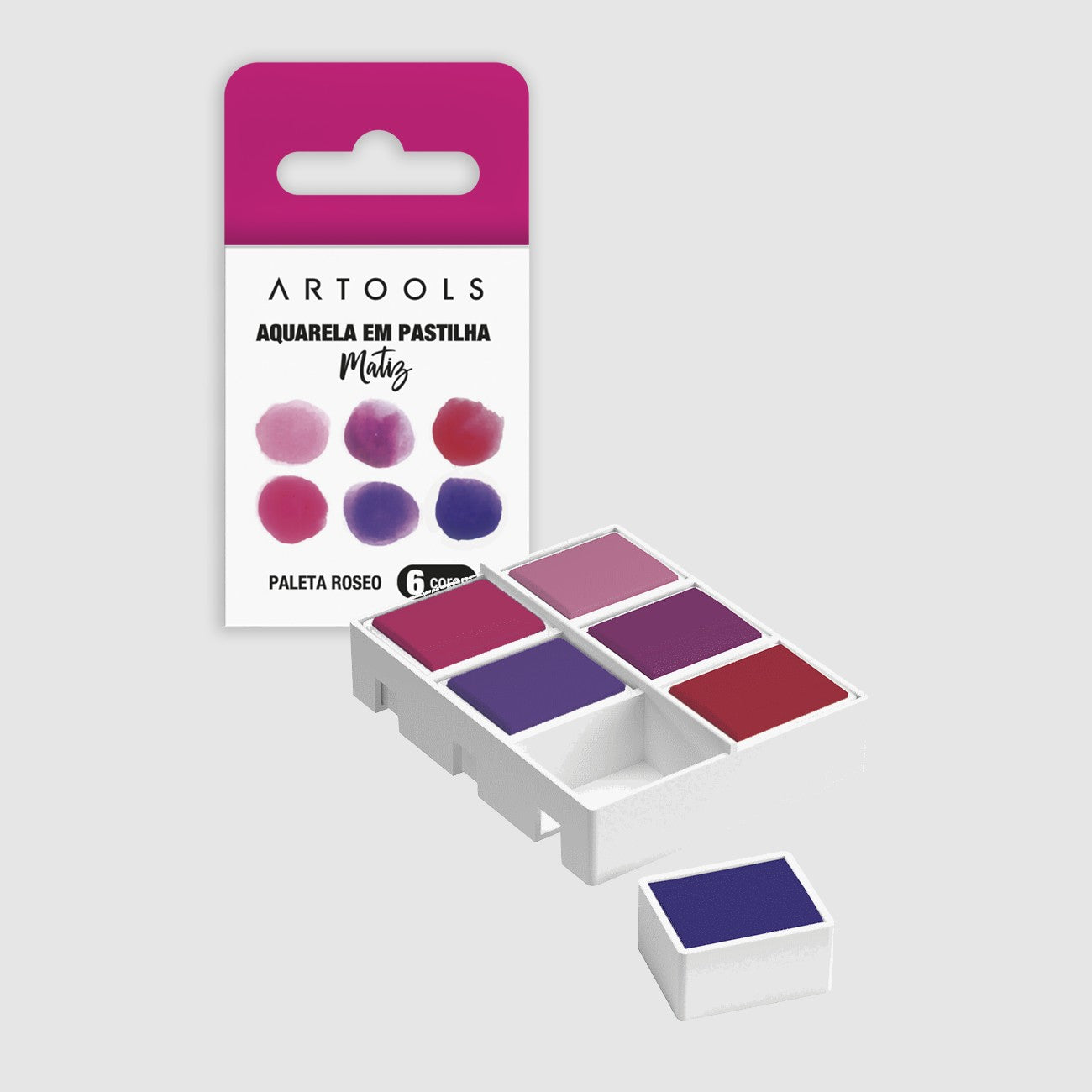 AQUARELA ARTOOLS MATIZ 06 CORES ROSEO HALF PAN