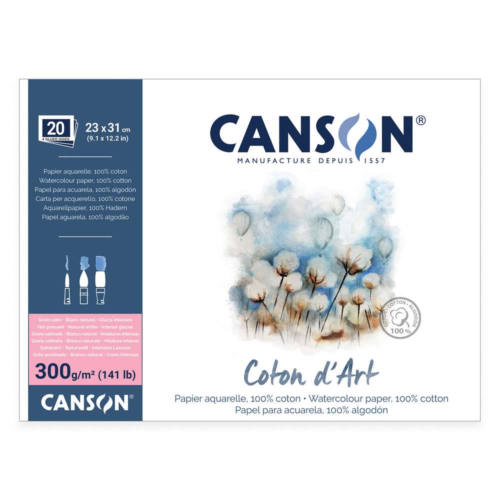 BLOCO CANSON COTON D'ART ACETINADO 4L COL. 300G 23X31 20FLS