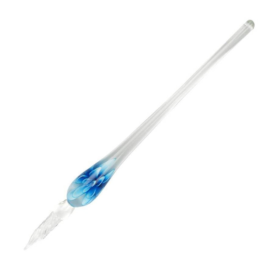 CANETA CALIGRAFIA VIDRO FLORAL AZUL SFB02622