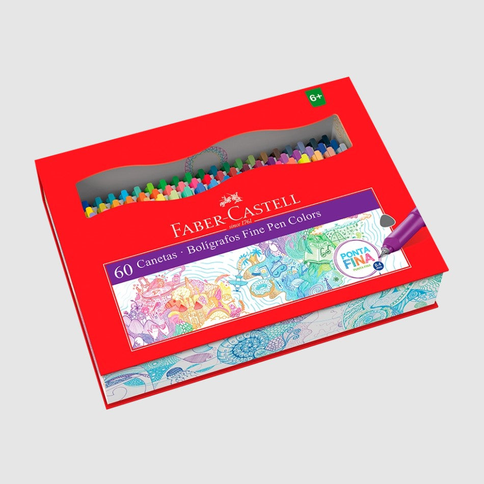 ESTOJO CANETA FABER FINE PEN COLORS 0,4MM ESTOJO 60 CORES