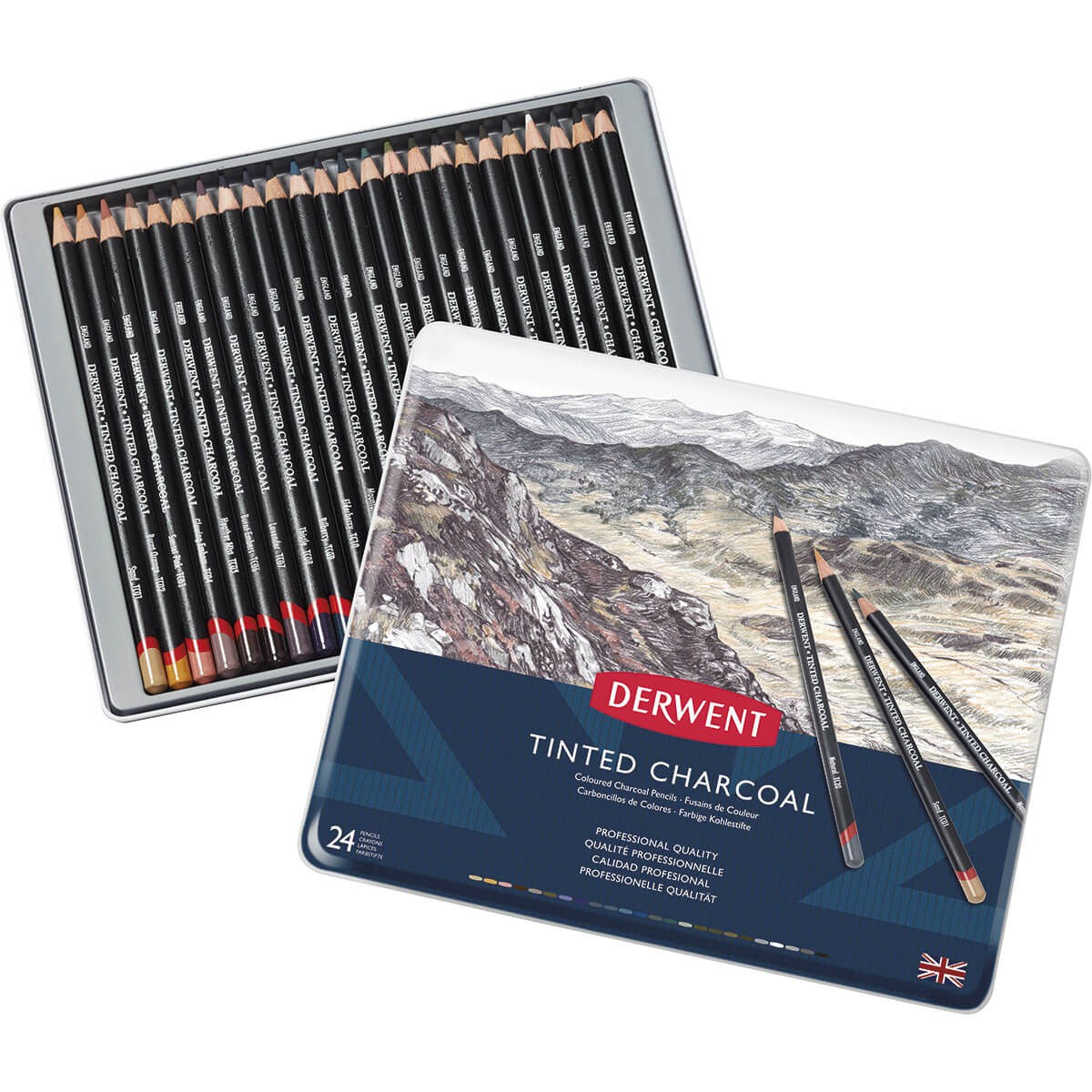 LAPIS CARVAO DERWENT COLORIDO (TINTED CHARCOAL) 24 CORES