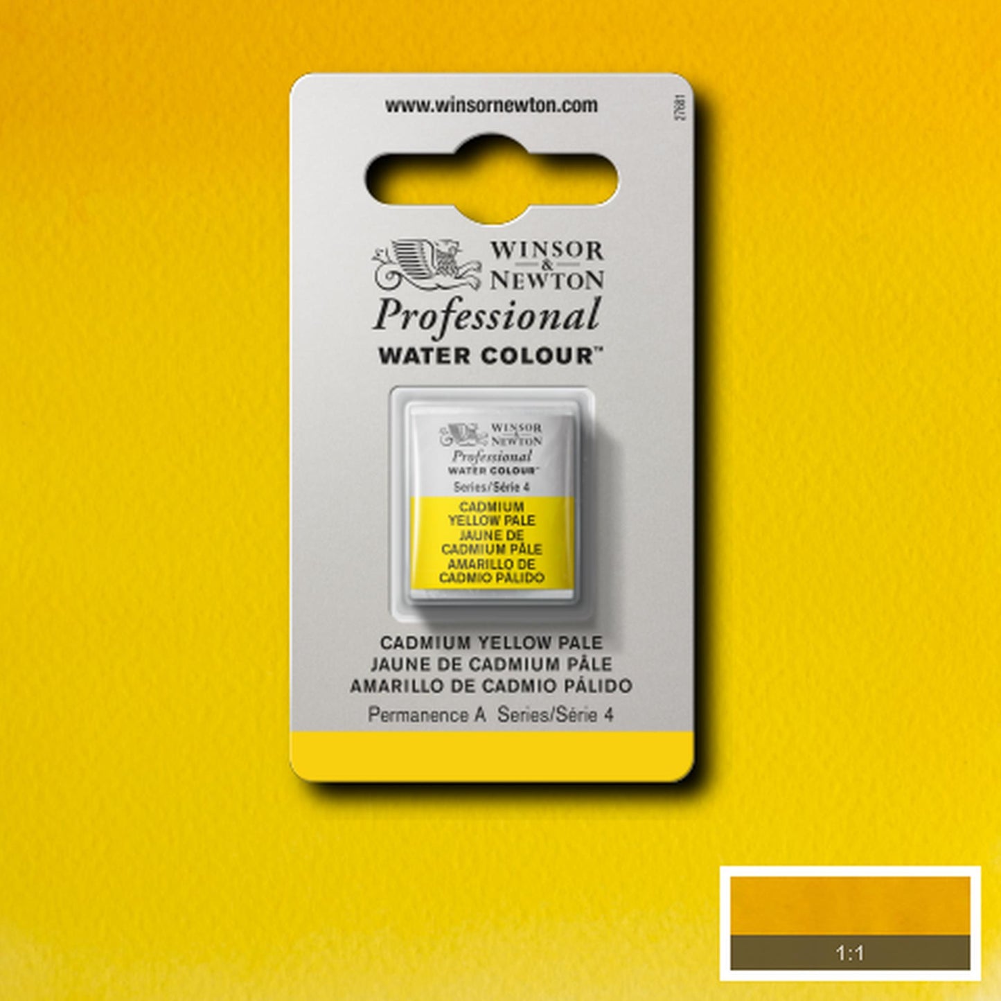AQUARELA WINSOR NEWTON ARTISTS H PAN 118 CADMIUM YELLOW PALE S4