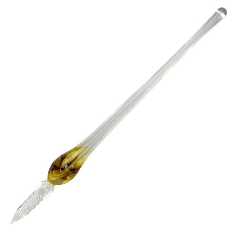 CANETA CALIGRAFIA VIDRO FLORAL AMARELA SFB02622